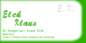 elek klaus business card